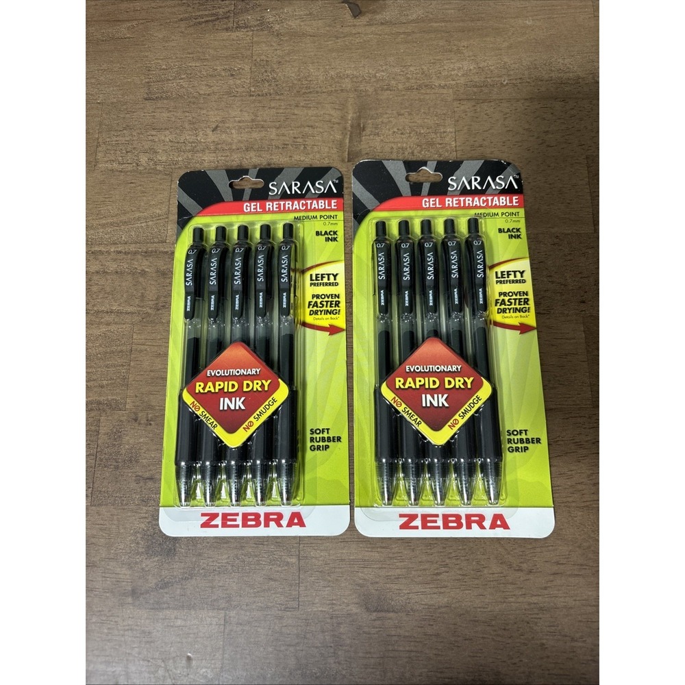 2 Packs Zebra Sarasa Gel Retractable Ink Pens Medium Point Black